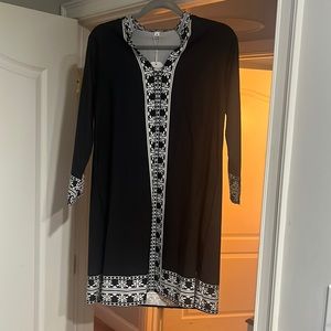Black long sleeve knee length dress